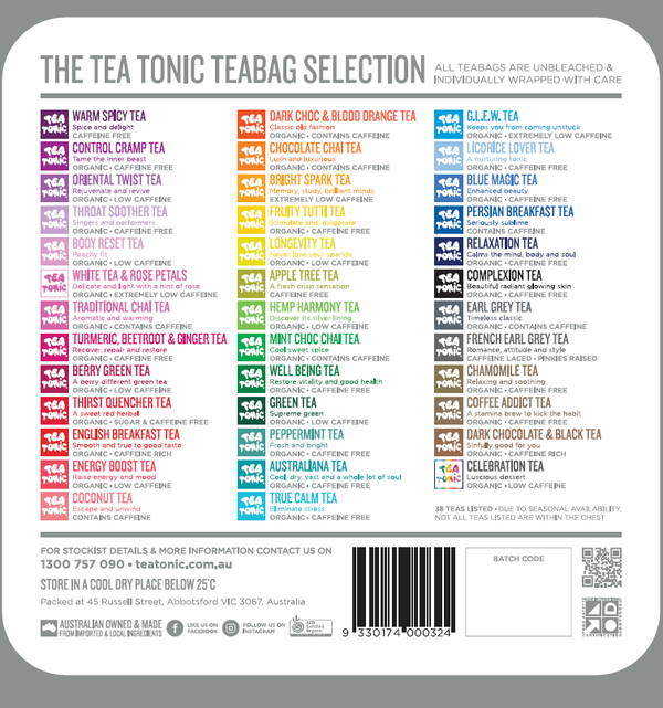 Deluxe Tea Chest - Gourmet Tin - Approx 2 Teabags of Complete Tea Range