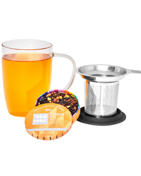 Tea Mug For 1 - Including Chocolate Chai Tea Loose Leaf Travel Tin