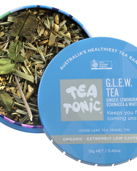 GLEW (Ginger, Lemongrass, Echinacea, White Tea) Tea - Travel Tin  Loose Leaf Tea