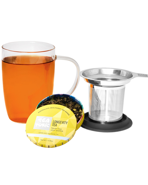 Tea Mug For 1 - Including Longevity Tea Loose Leaf Travel Tin