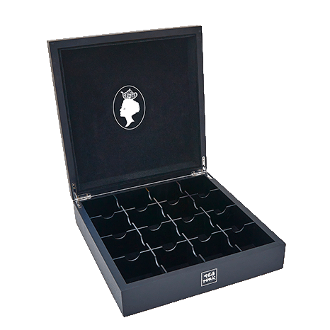 Black Wooden Deluxe Tea Chest - Empty - 16 cavities
