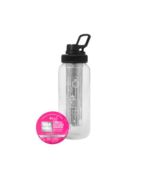 Glass Tea Bottle 1L - TURMERIC BEETROOT & GINGER TEA