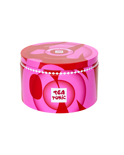 Energising Selection Round Tin - 40 Energising Gourmet Tea + Mini Tin of Red Sugar Hearts