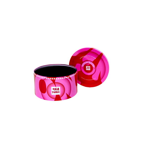 Energising Selection Round Tin - 40 Energising Gourmet Tea + Mini Tin of Red Sugar Hearts