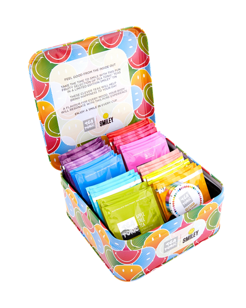 Smiley Tea Chest - Fun Fruity Flavours with mini gold sugar
