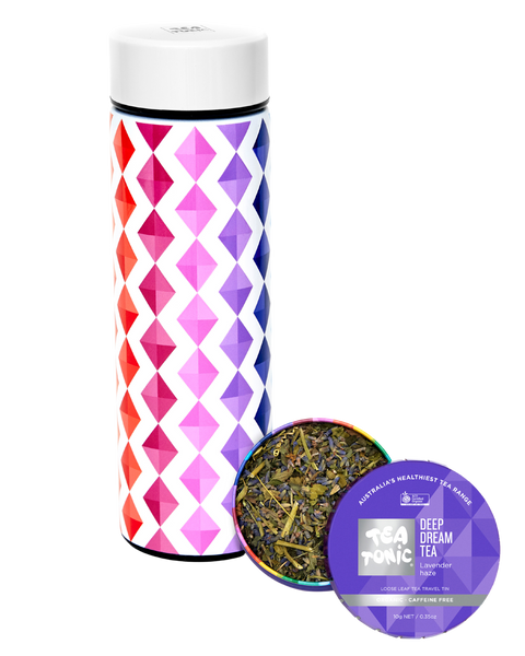 Thermal Tea Bottle with Infuser 450ml with Deep Dream Tea Loose Leaf Travel Tin