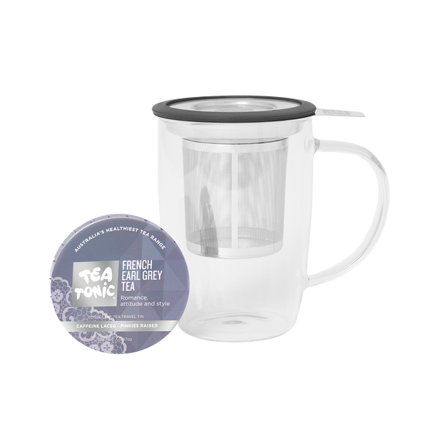 Tea Mug For 1 - Including French Earl Grey Tea Loose Leaf Travel Tin.
