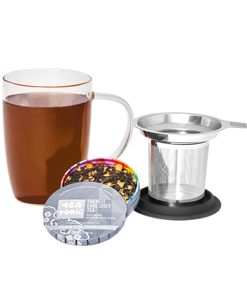 Tea Mug For 1 - Including French Earl Grey Tea Loose Leaf Travel Tin.