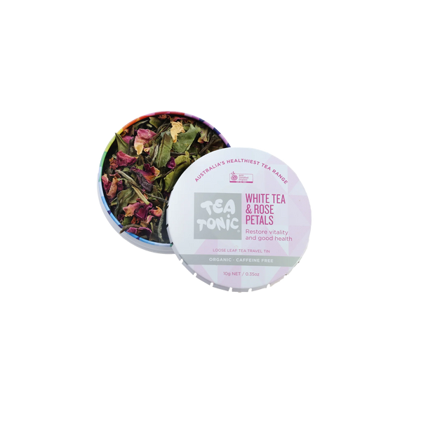 White Tea & Rose Petals - Travel Tin Loose Leaf Tea Organic